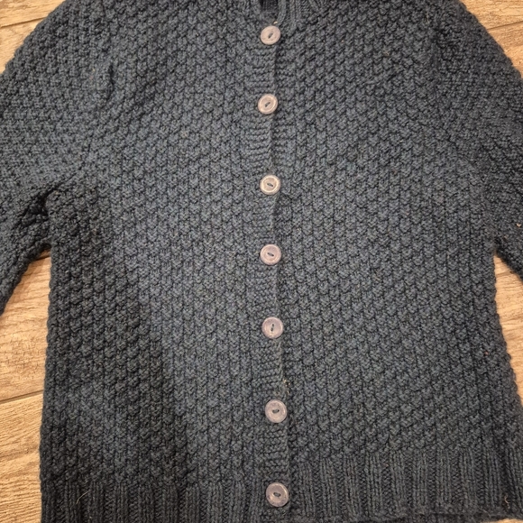 Artisan Knit Blue Popcorn Cardigan Sweater Chunky Mock Neck Whimsigoth Medium - Picture 2 of 6